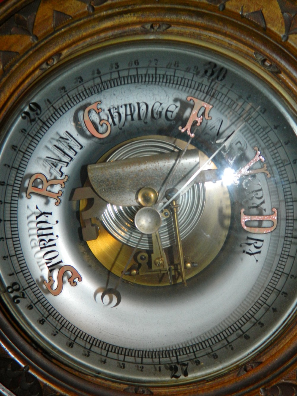 large aneroid skeleton barometer View IV