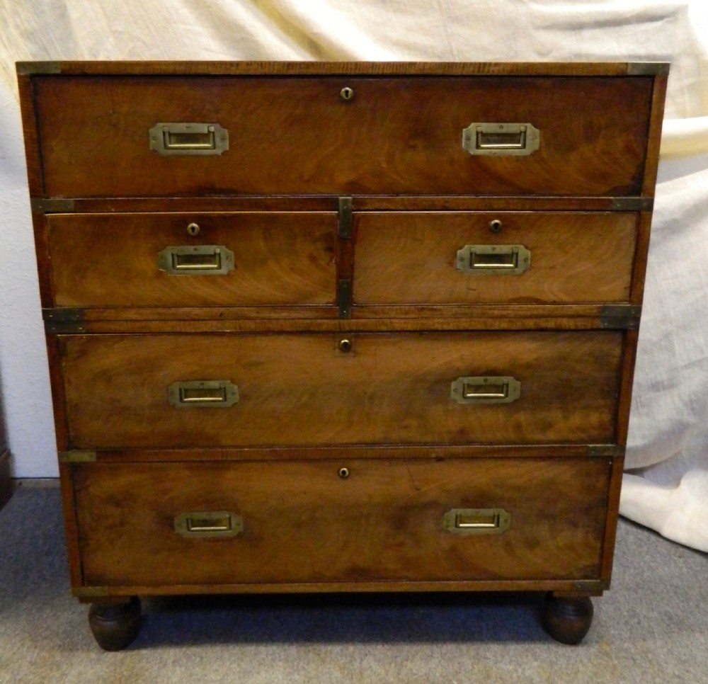 mahogany military campaign chest with secretaire drawer