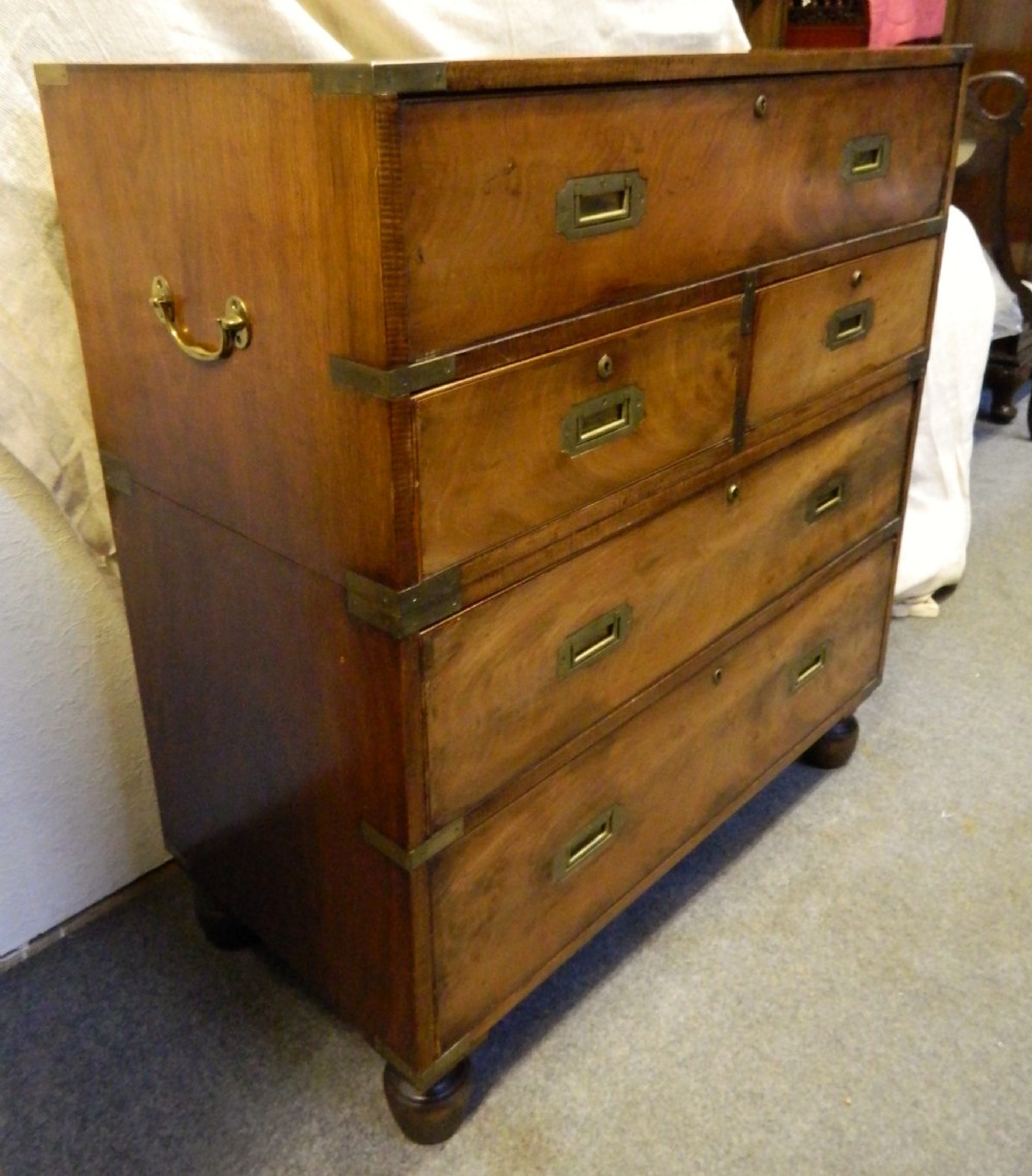mahogany military campaign chest with secretaire drawer View III