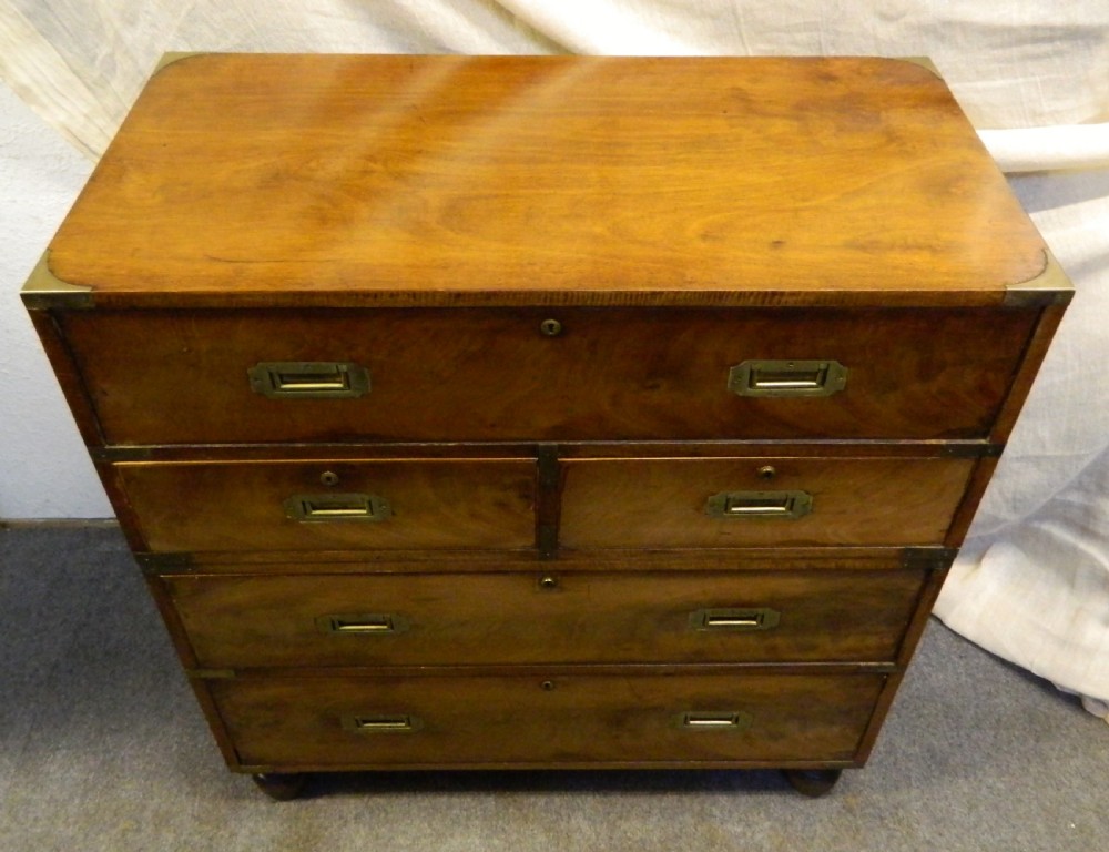 mahogany military campaign chest with secretaire drawer View IV