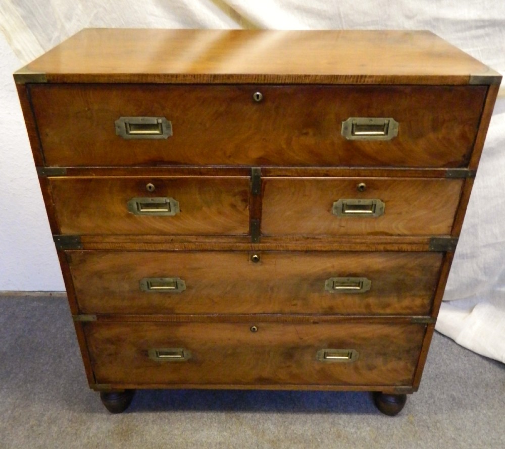 mahogany military campaign chest with secretaire drawer View VI