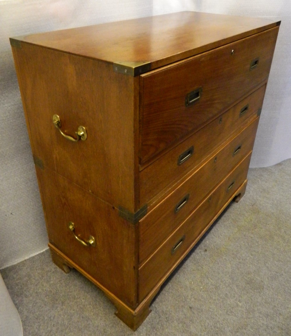 teak military campaign chest with secretaire drawer View III