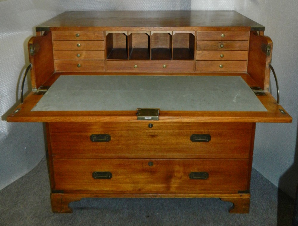 teak military campaign chest with secretaire drawer View IV