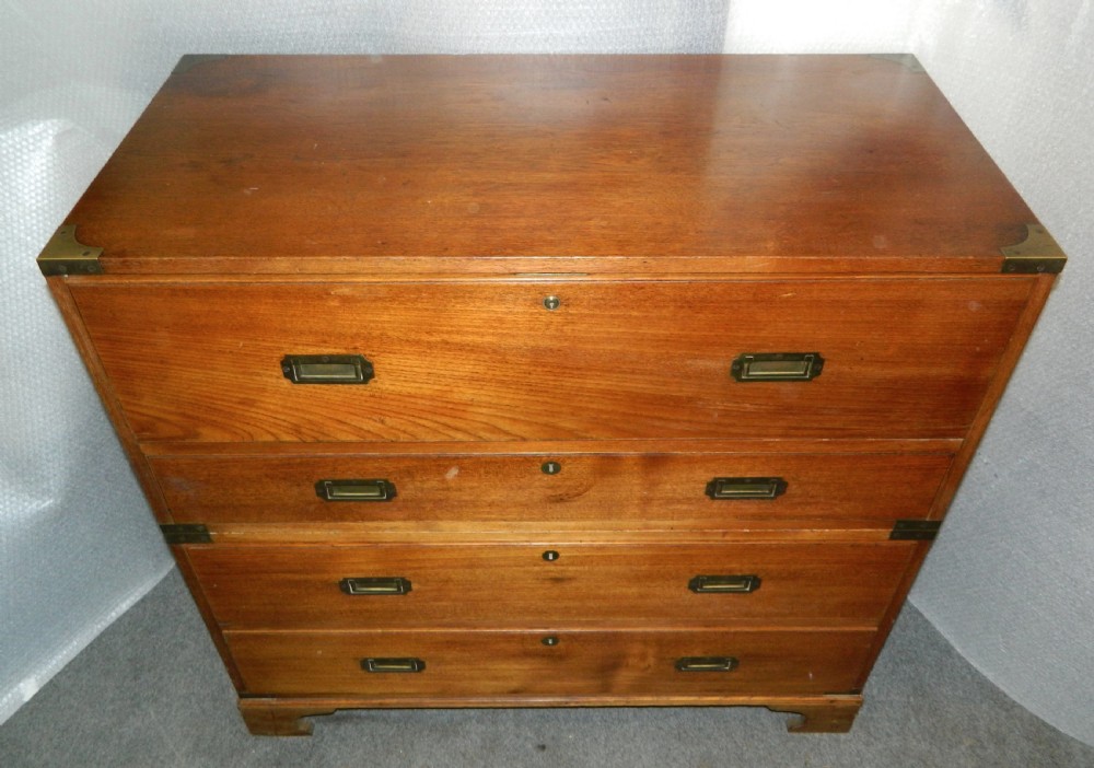 teak military campaign chest with secretaire drawer View V