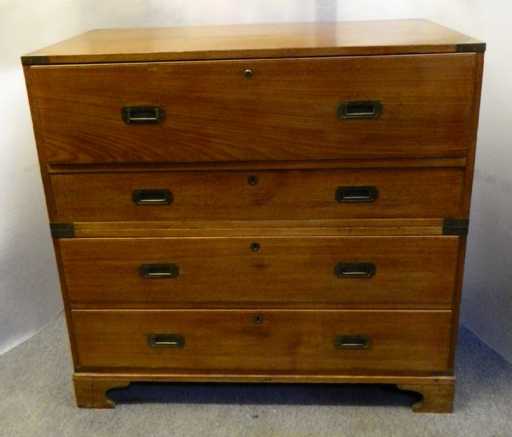 teak military campaign chest with secretaire drawer View VI