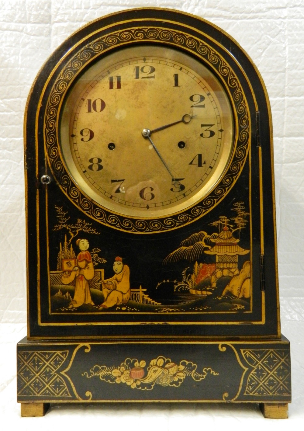 large Chinoiserie bracket clock