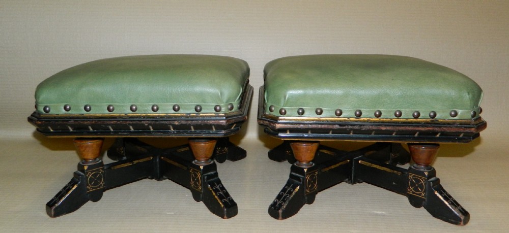 pair of aesthetic foot stools in the manner of Lamb of Manchester