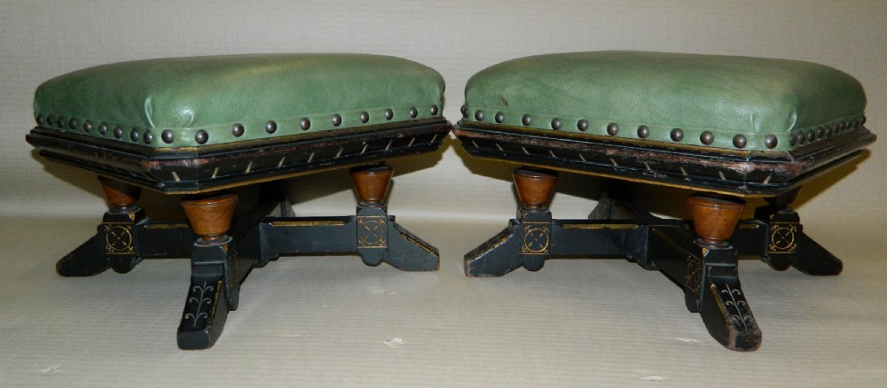 pair of aesthetic foot stools in the manner of Lamb of Manchester View II