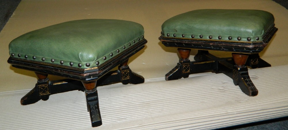 pair of aesthetic foot stools in the manner of Lamb of Manchester View III