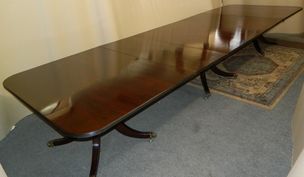 large 15' mahogany triple pedestal dining table
