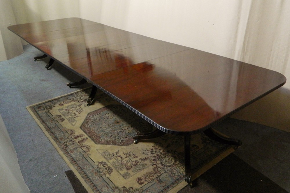 large 15' mahogany triple pedestal dining table View IV