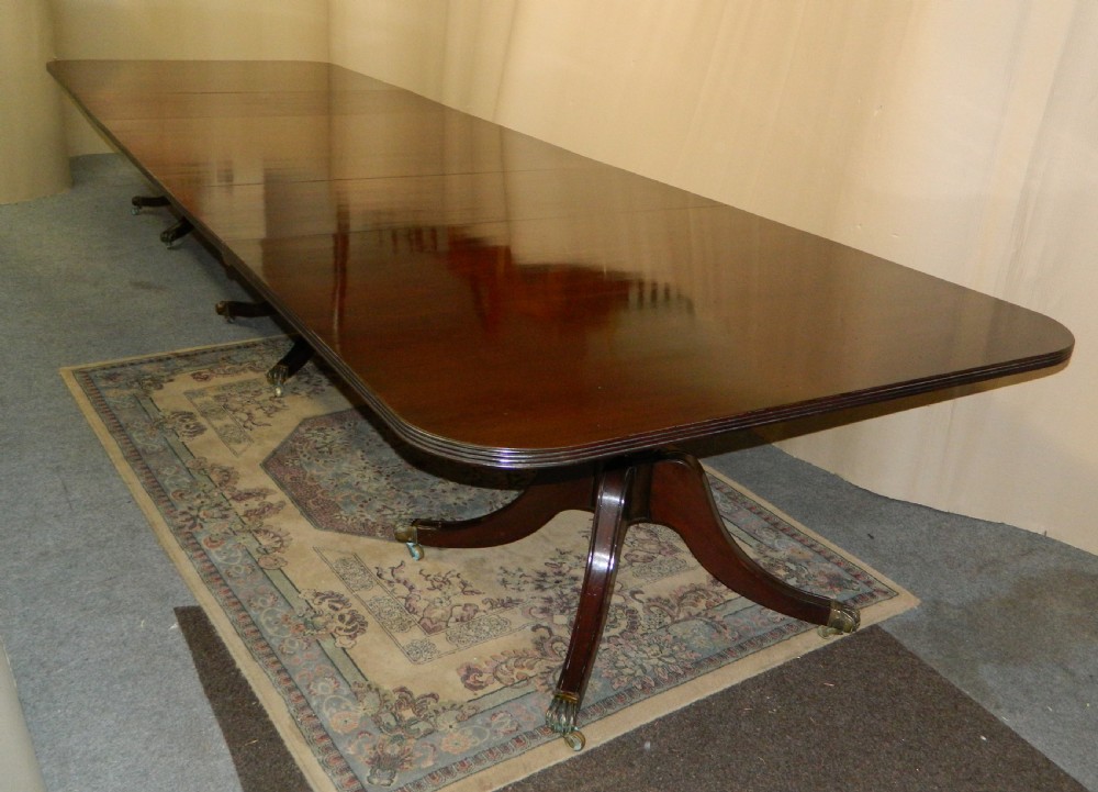 large 15' mahogany triple pedestal dining table View VI