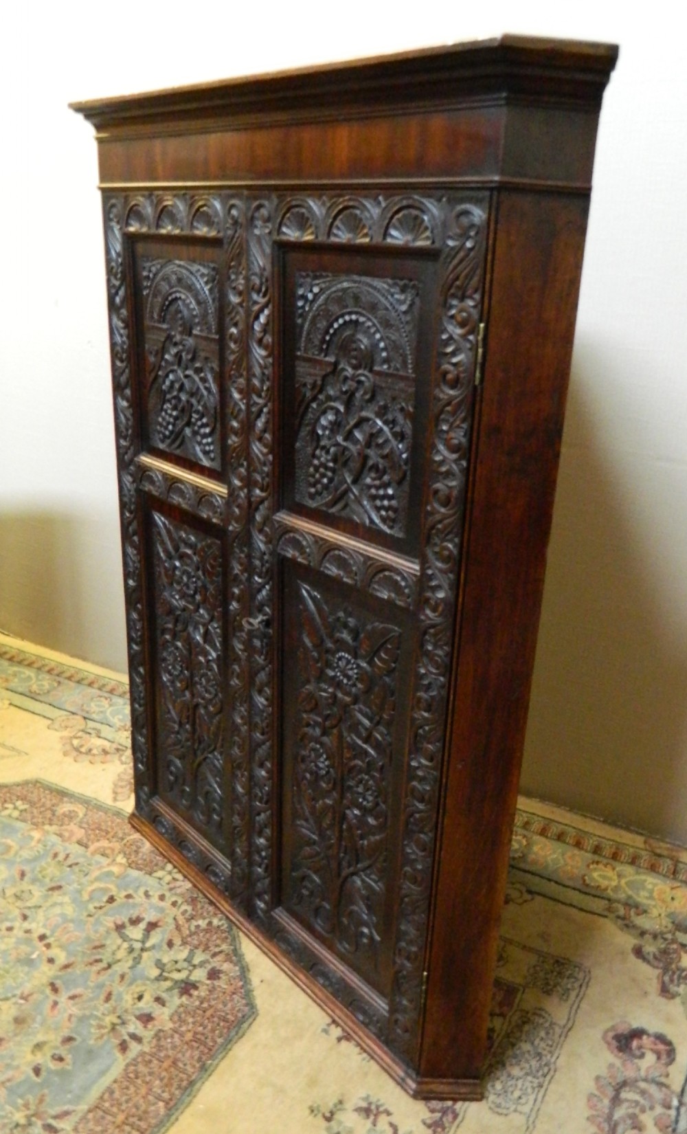 carved oak corner cupboard View V