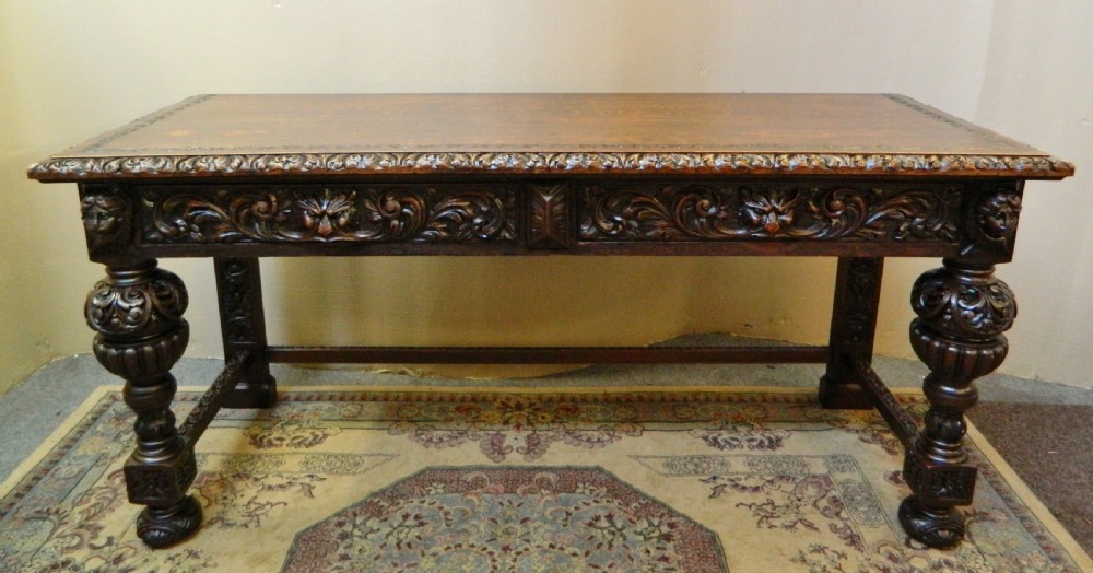 large carved oak serving table by Edwards & Roberts
