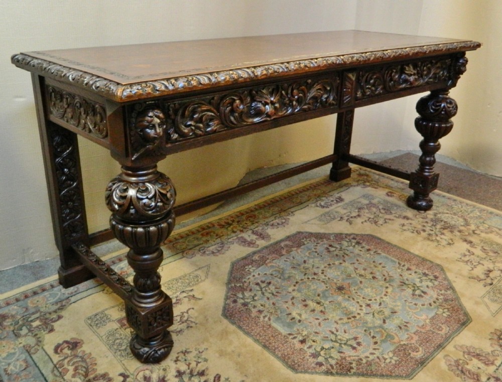 large carved oak serving table by Edwards & Roberts View II