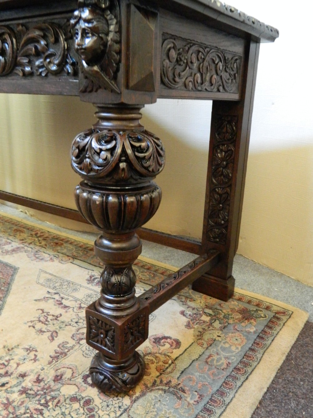 large carved oak serving table by Edwards & Roberts View VI