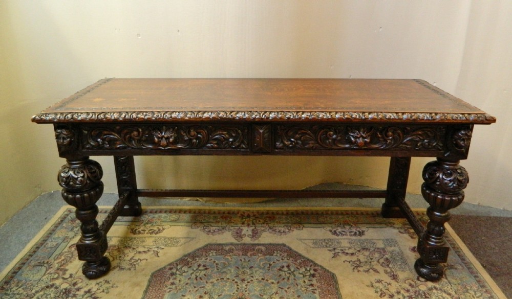 large carved oak serving table by Edwards & Roberts View VII