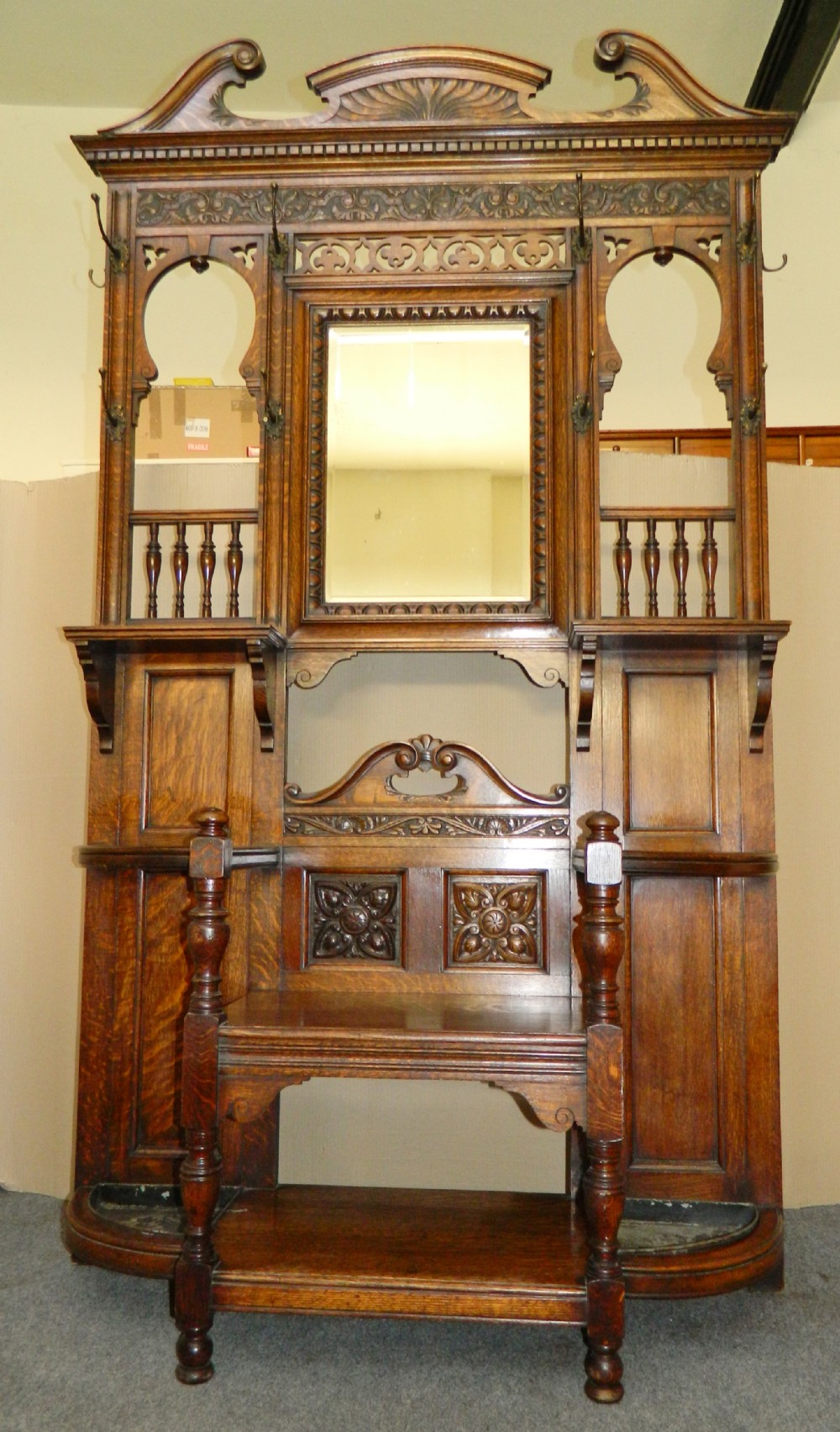 large oak hall stand