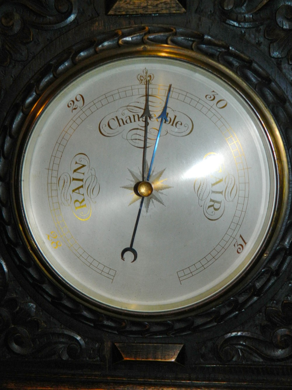 carved oak barometer View II
