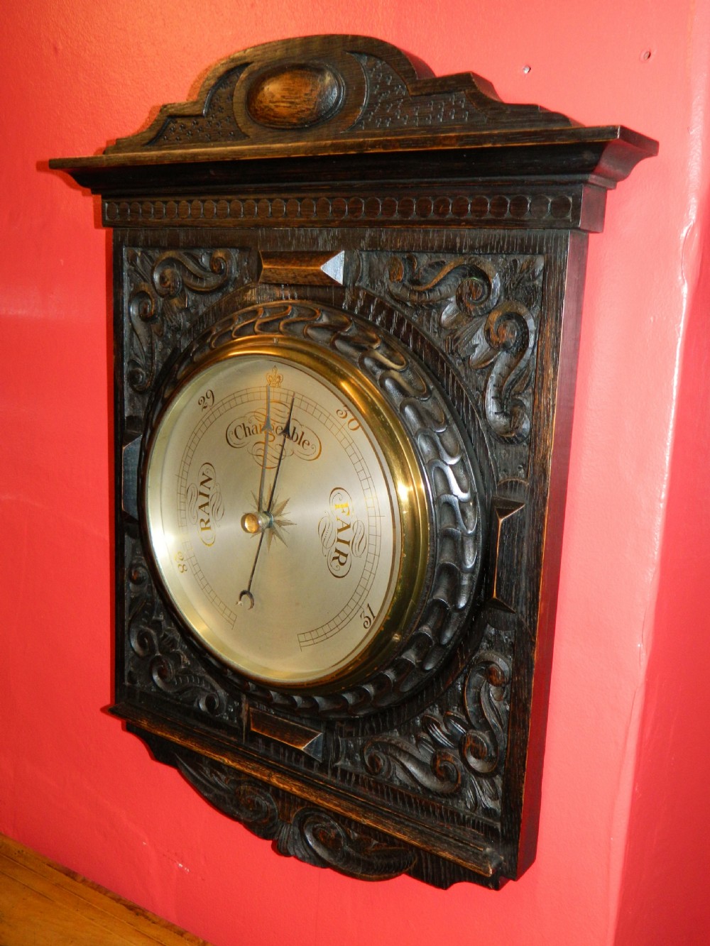 carved oak barometer View III