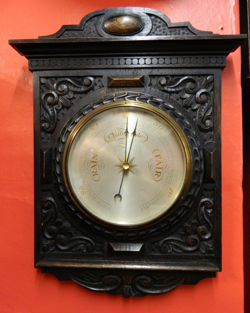 carved oak barometer View IV