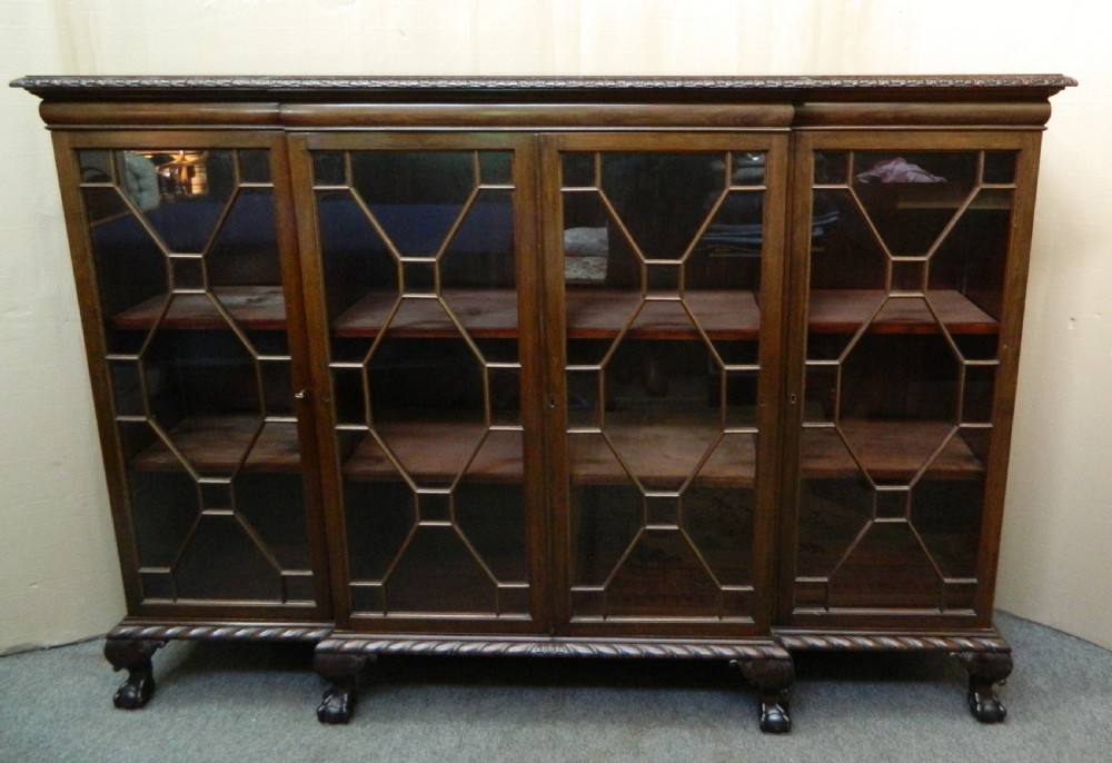 Mahogany breakfront bookcase