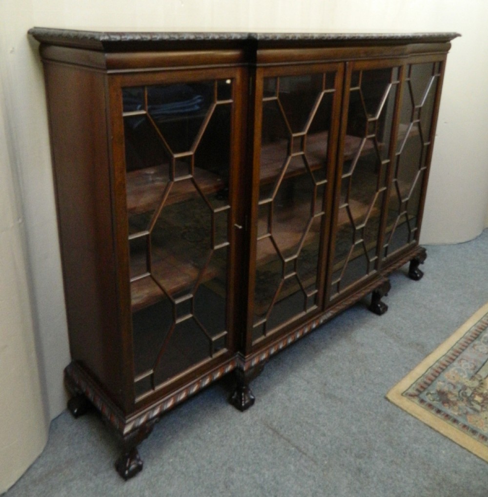 Mahogany breakfront bookcase View II