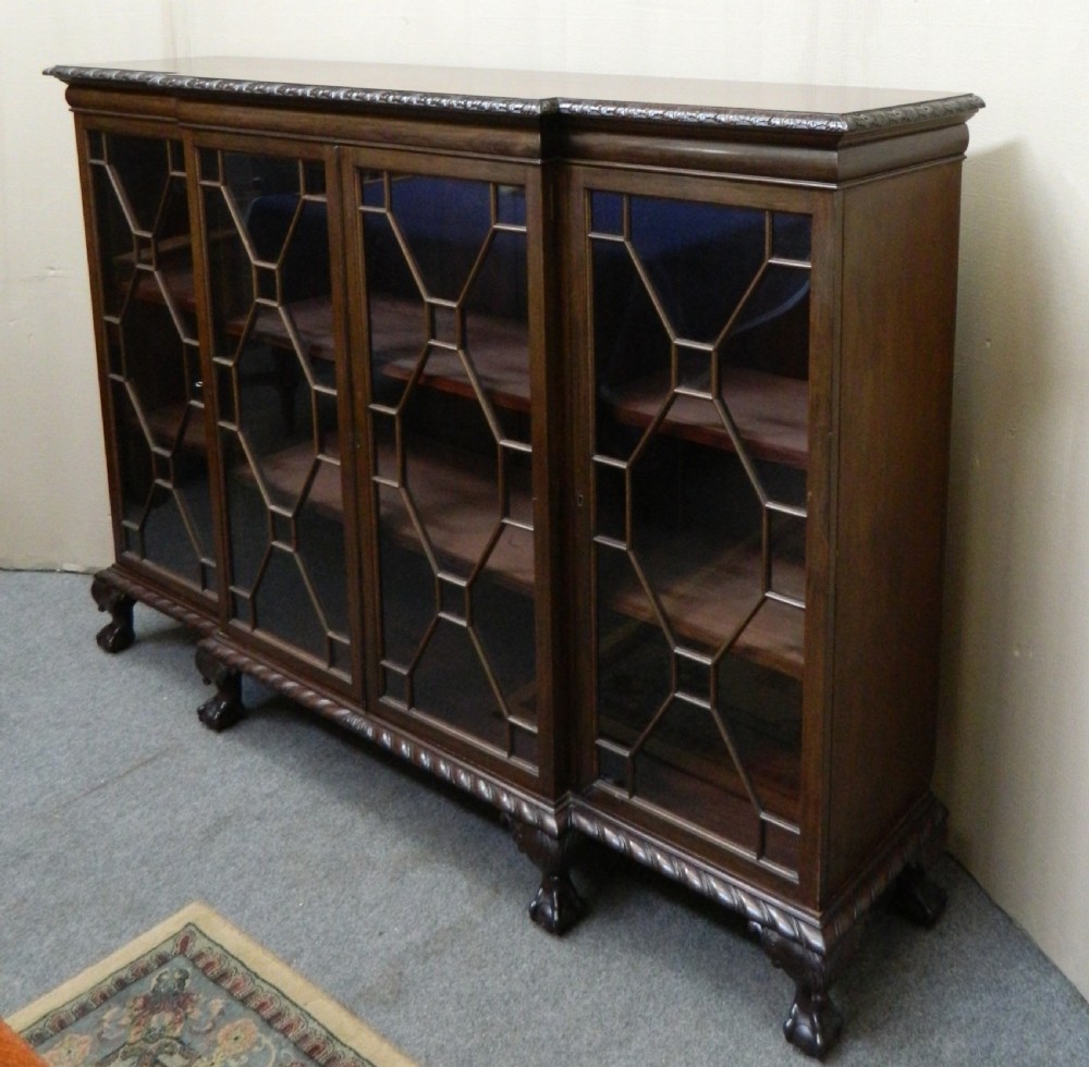 Mahogany breakfront bookcase View III