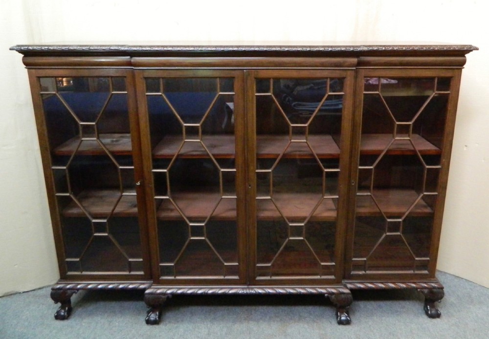 Mahogany breakfront bookcase View IV