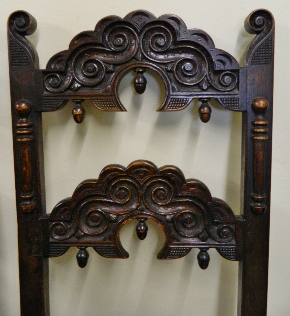 set of 8 carved oak chairs View V