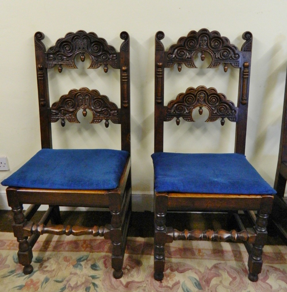 set of 8 carved oak chairs View VII