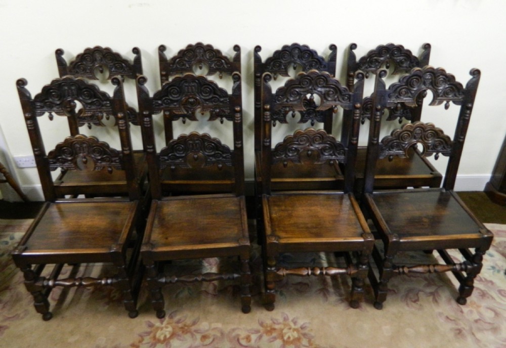set of 8 carved oak chairs View VIII