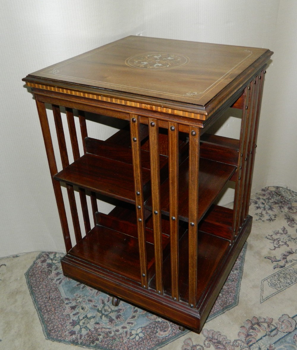 inlaid revolving bookcase