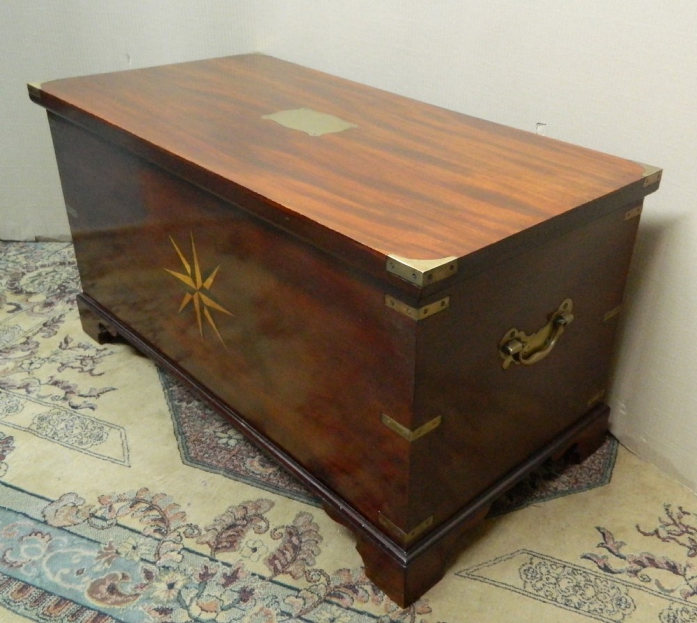 mahogany brass bound trunk View V