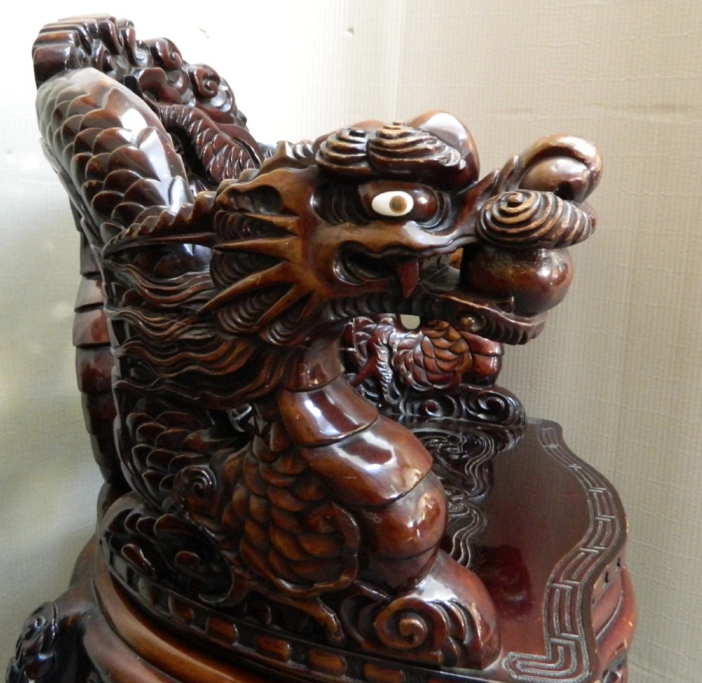 impressive pair of Chinese Dragon chairs View II