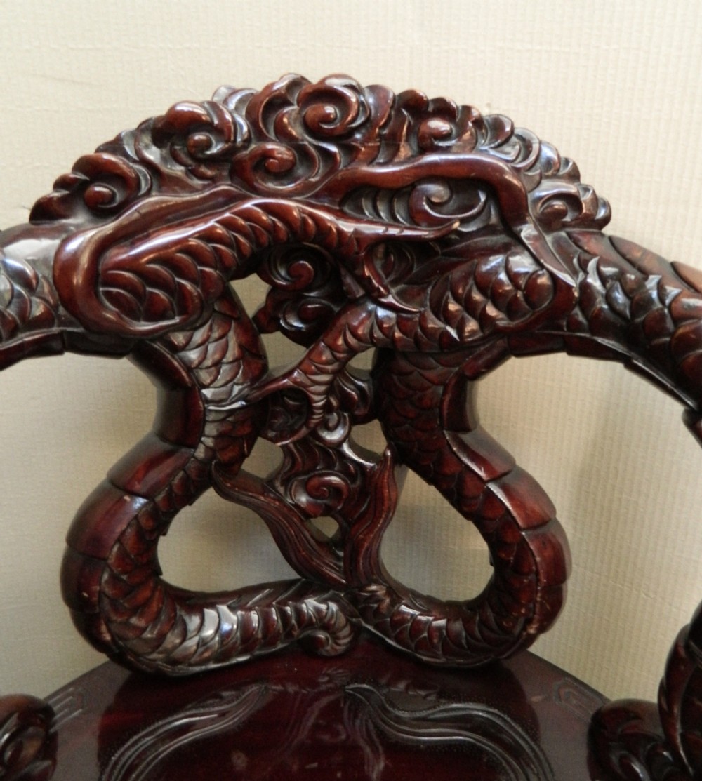 impressive pair of Chinese Dragon chairs View IV