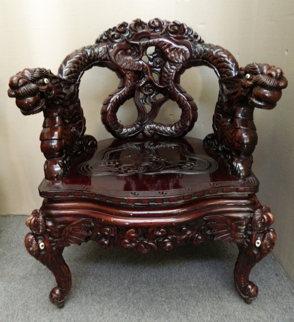 impressive pair of Chinese Dragon chairs View V