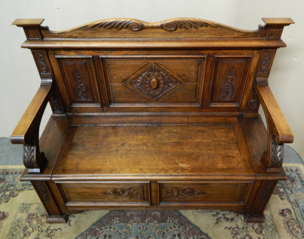 carved oak settle View V