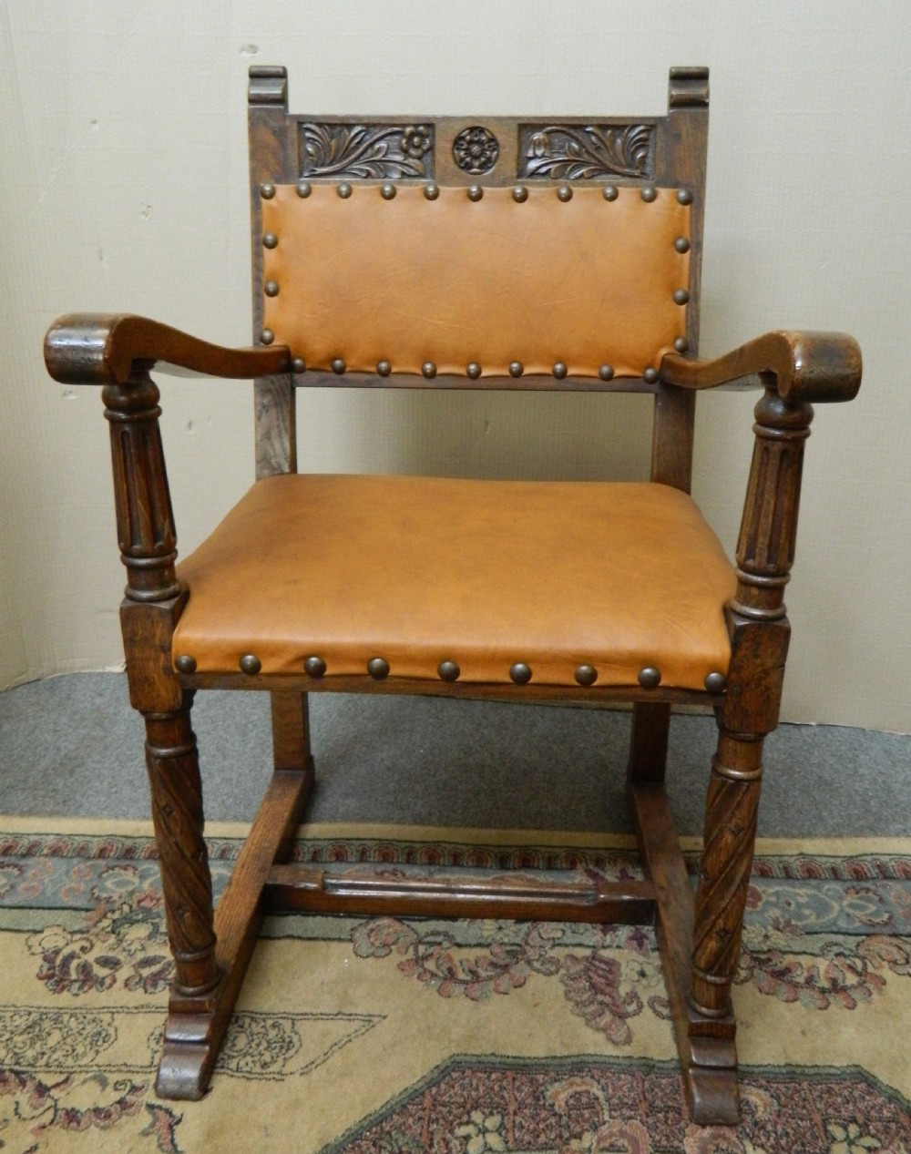 set of 6 carved oak chairs View III