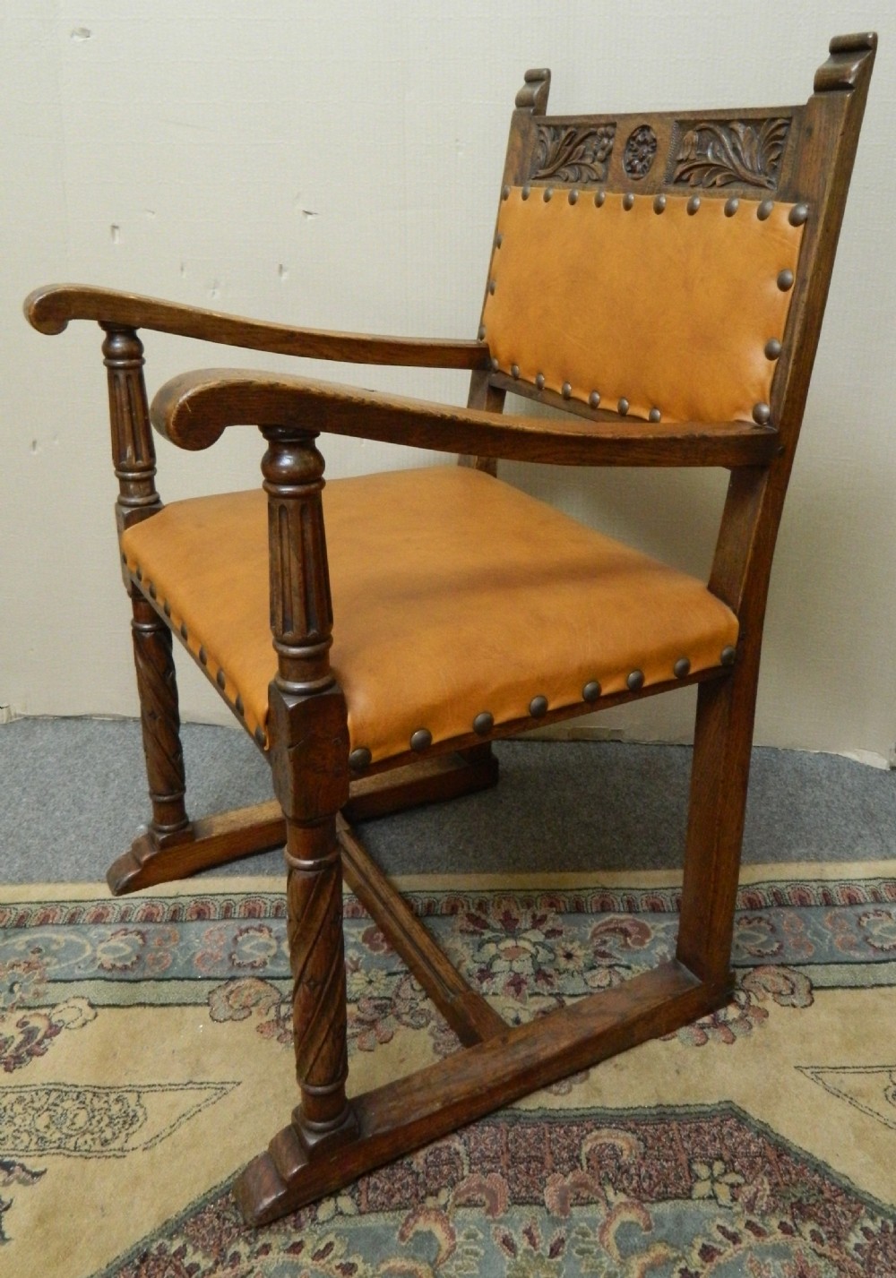 set of 6 carved oak chairs View IV
