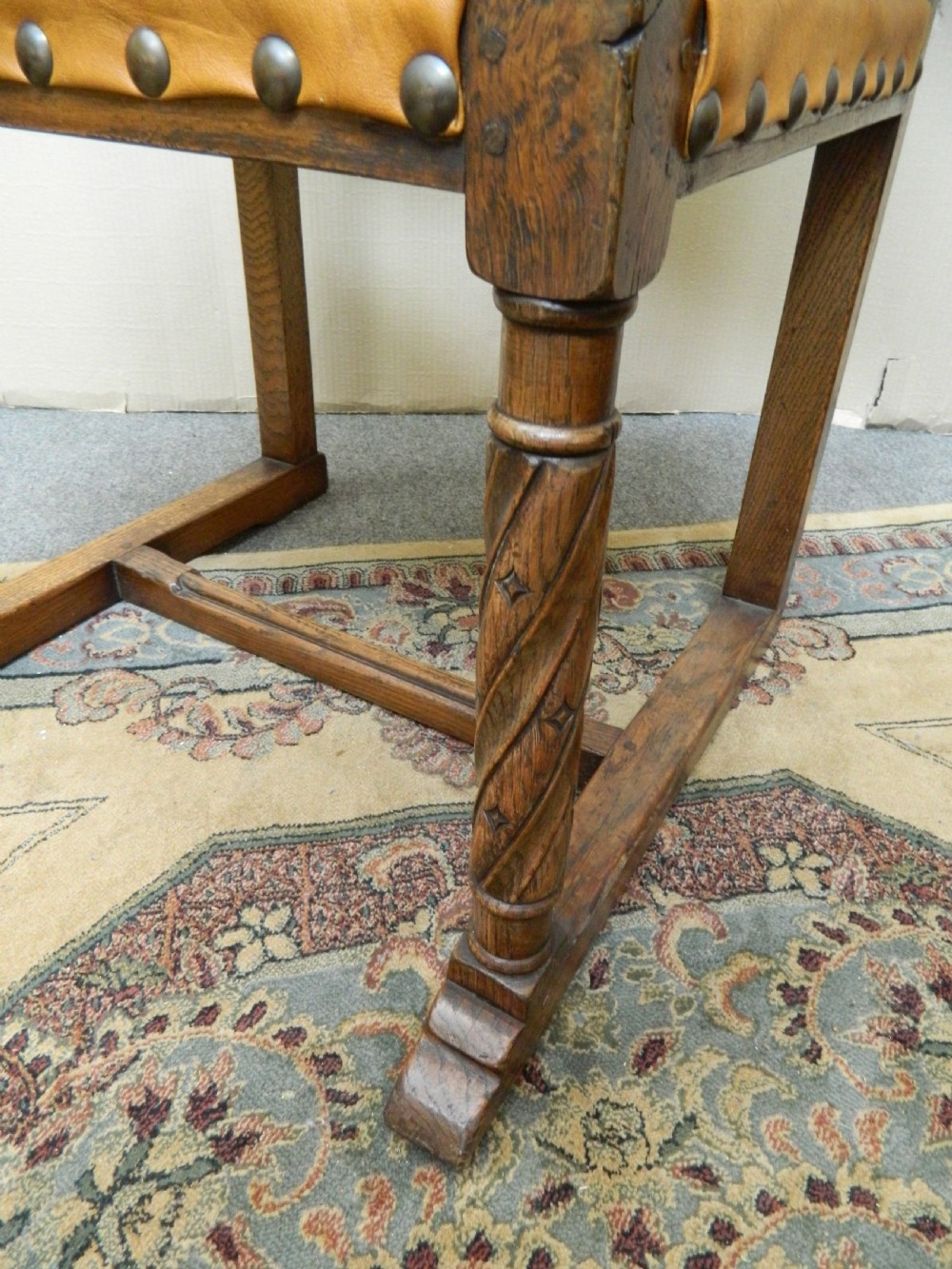 set of 6 carved oak chairs View V