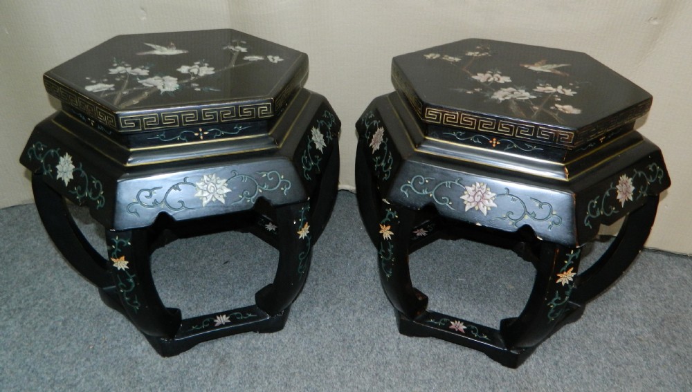 decorative pair of lacquered tables View II