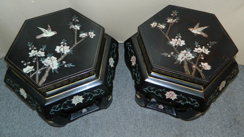 decorative pair of lacquered tables View III