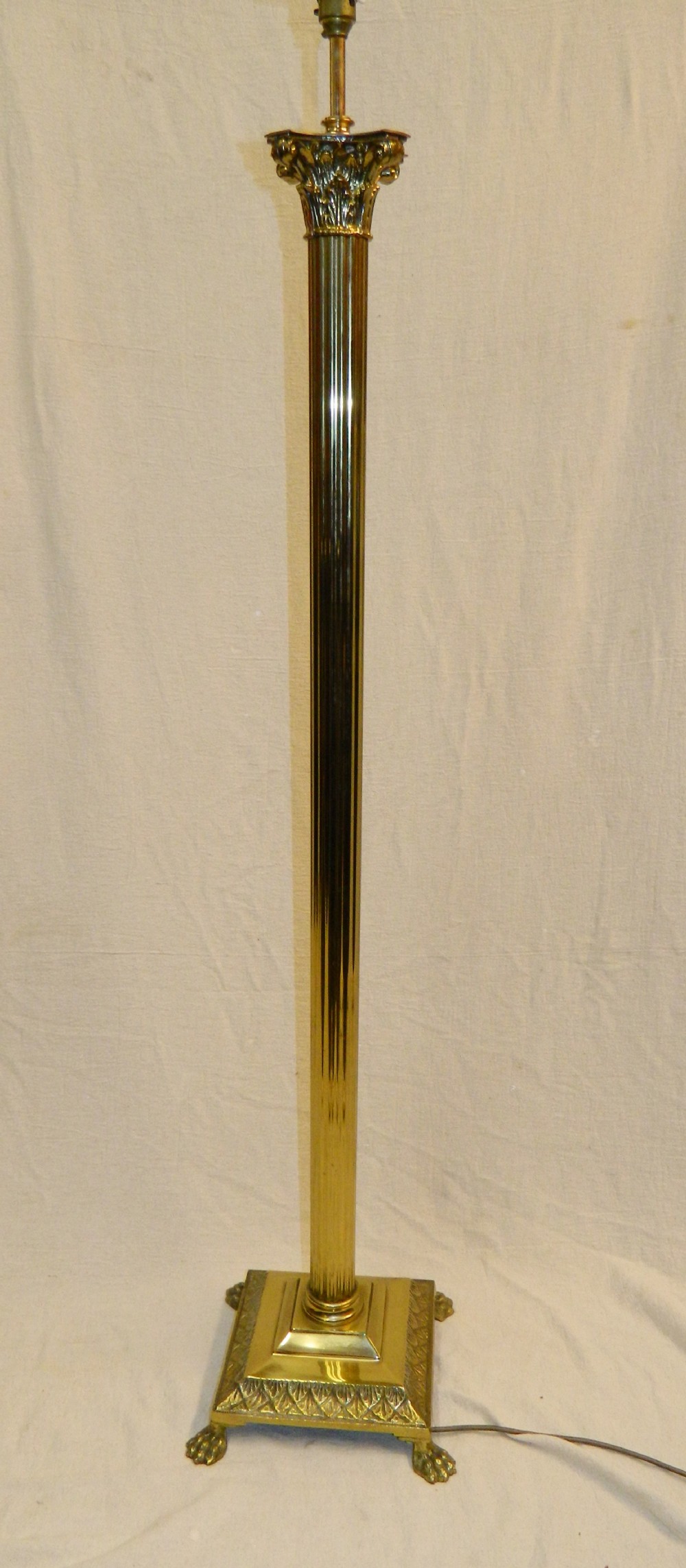 Corinthian column brass standard lamp
