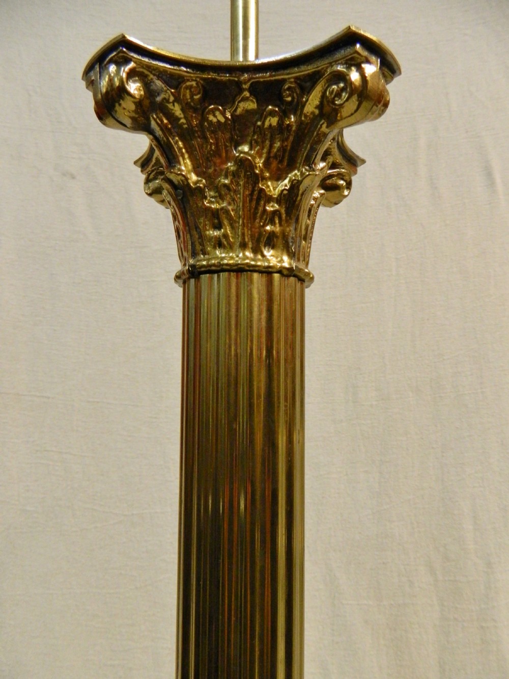 Corinthian column brass standard lamp View III
