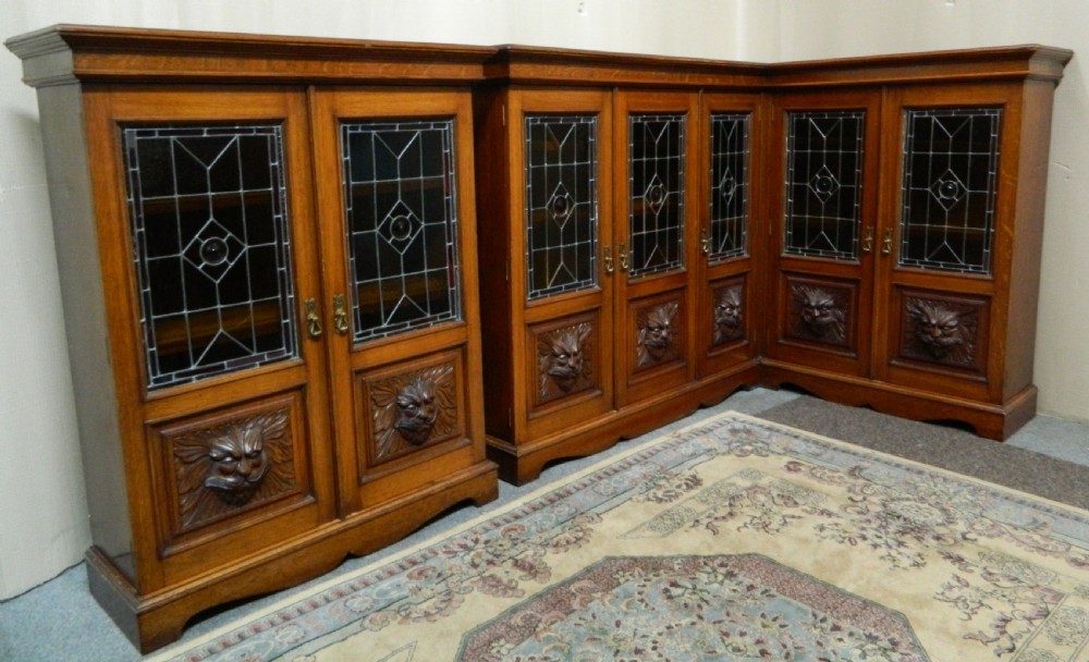 unusual oak corner bookcase View II