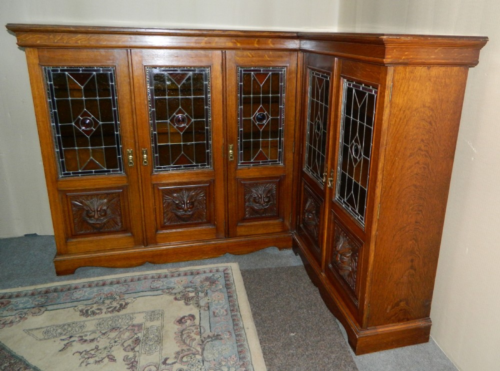unusual oak corner bookcase View VIII