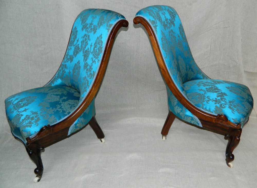 pair of rosewood slipper chairs View II