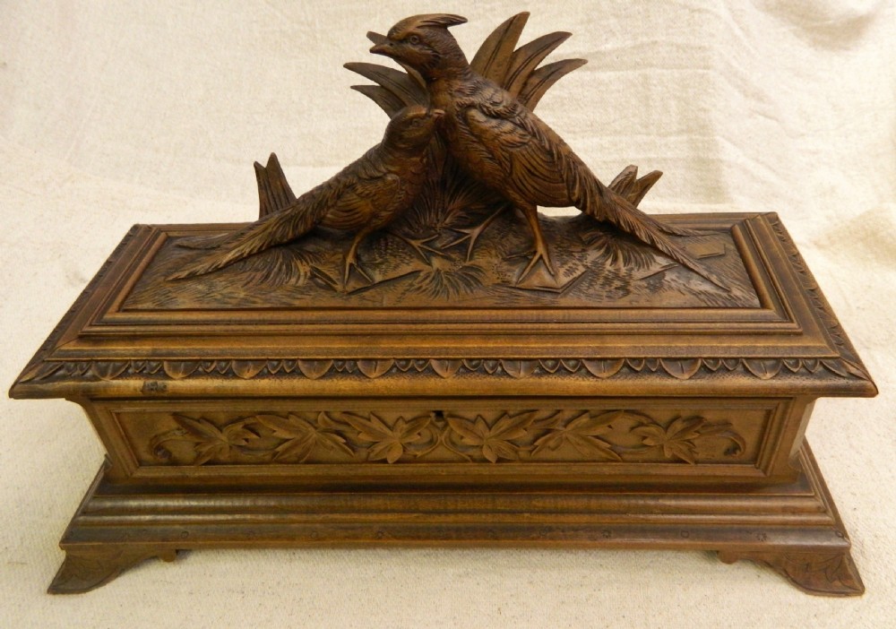 Black Forest carved glove box ( with gloves ) 