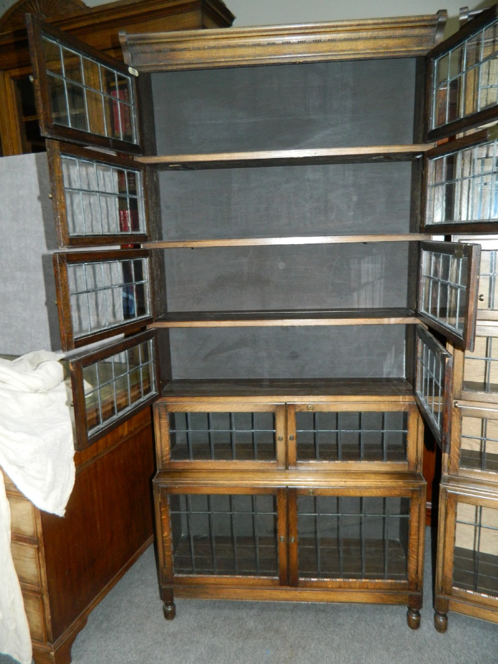 pair of oak stacking bookcases ( with locks )  View II